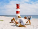 Strandmiljøet på øen Helgoland viser sig i godt vejr fra sin smukkeste side