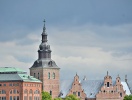 Kristianstads store seværdighed; den vældige Heliga Trefaldighets Kyrka rager op i bybilledet
