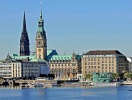 Vy över Hamburgs inre stadskärna