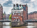 De røde pakhuse i Speicherstadt kom i 2015 på UNESCOs liste over verdensarv