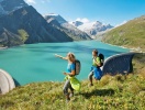 Den konstgjorda sjön, Hochgerbirgstausee Kaprun, ligger på 2.040 meters höjd över havet