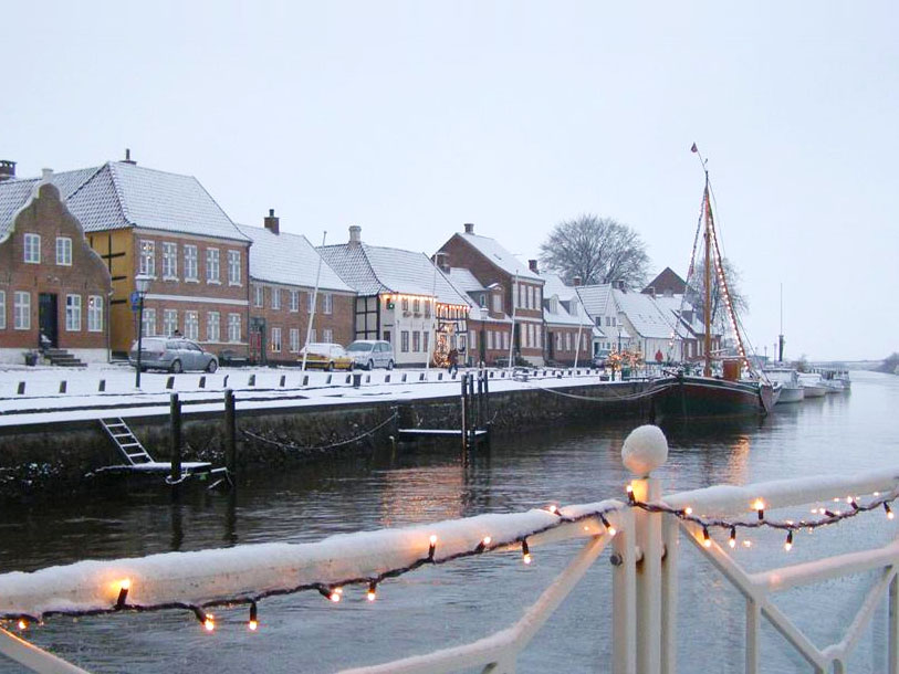 Domkirkebyen Ribe i vinterklæder