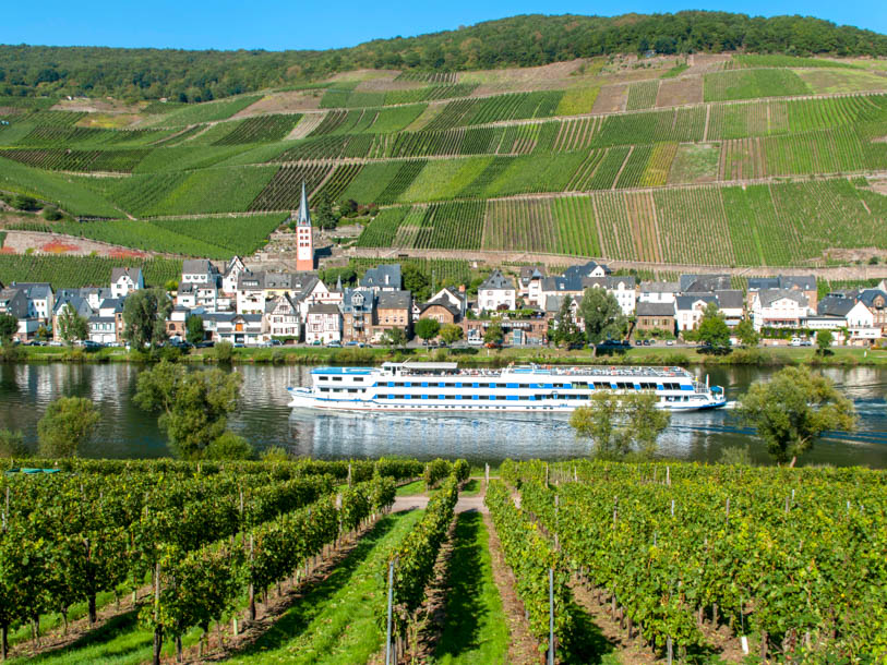 Flodturen er en klassiker på en ferie ved Mosel, hvor I glider stille forbi borge og vinbyer