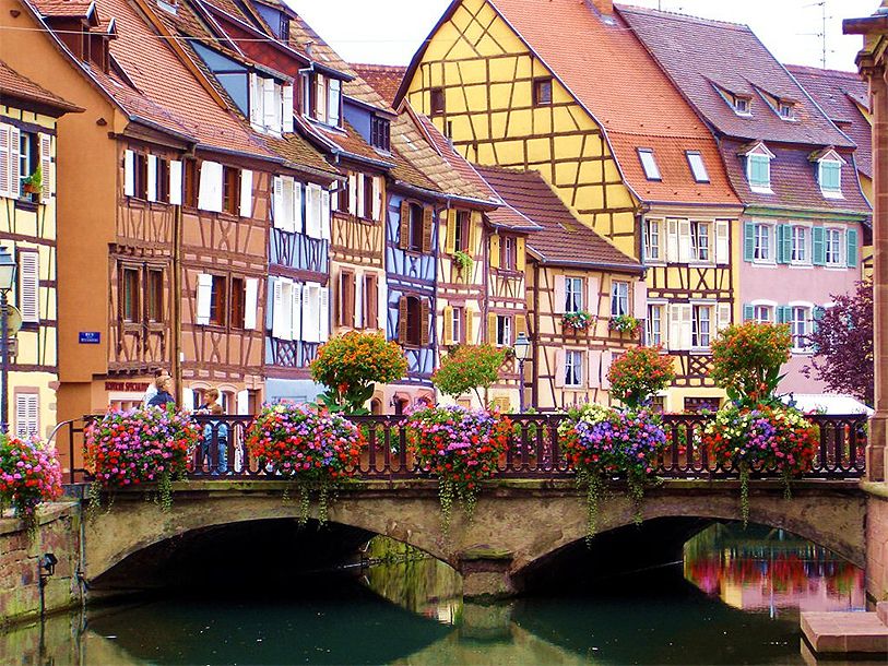 I Colmar råder en pittoresk idyll längs med kanalen