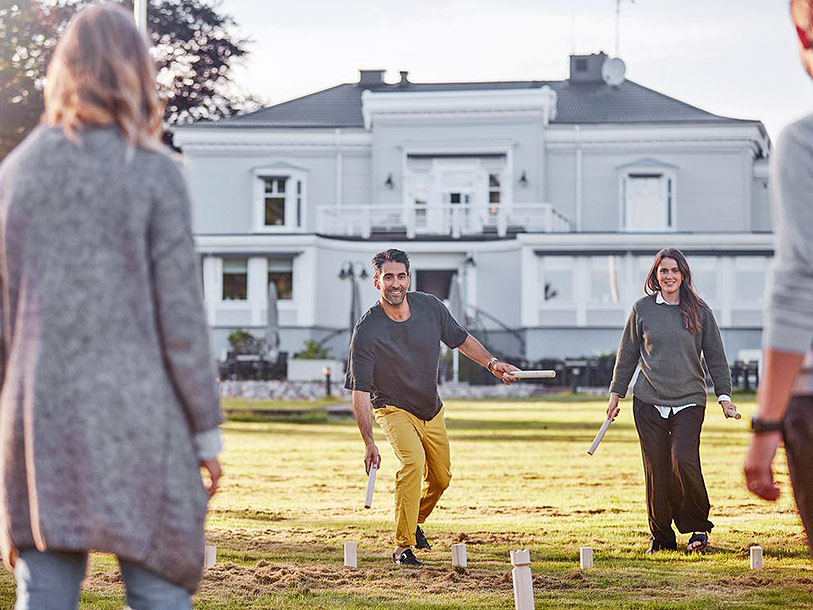Den lille park omkring herregården er også oplagt til aktiviteter og spil