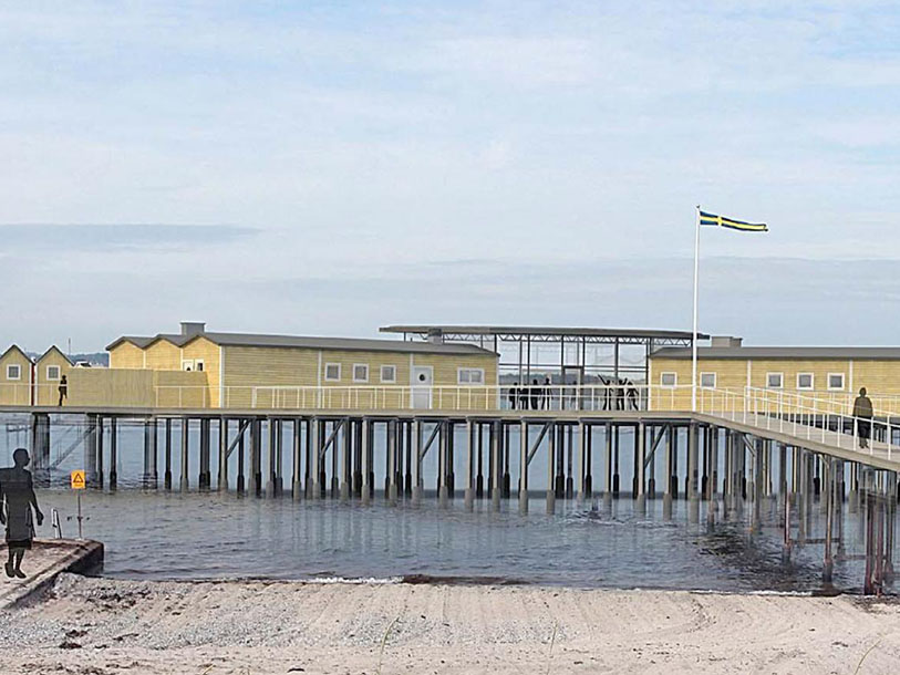 Året runt njuter turister och lokala av ett dopp i Öresund från det vackra kallbadhuset