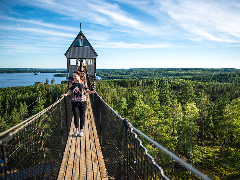 Little Rock Lake ligger djupt inne i de småländska skogarna och erbjuder denna imponerande trädtoppsvandring