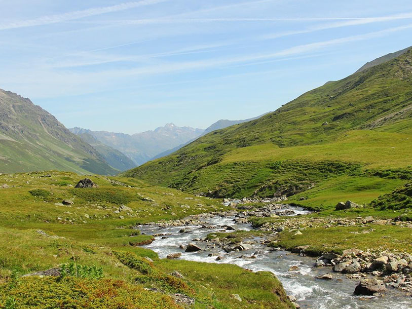 Her i Ischgl ved grænsen til Schweiz er udsigten endeløst smuk