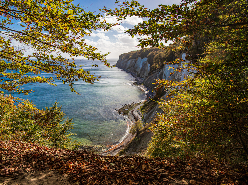 Kridtklinterne i Nationalpark Jasmund rejser sig nogen steder hele 161 meter over Østersøen
