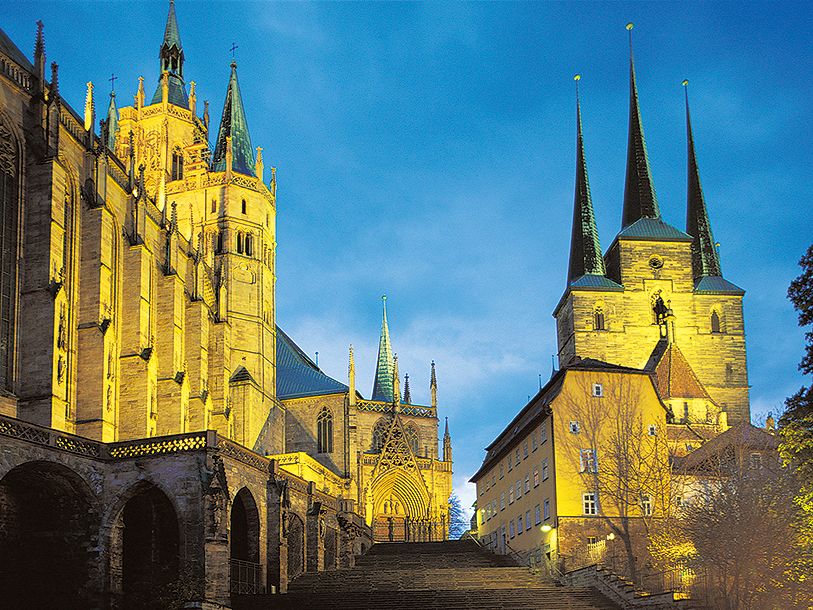 Få historiske byer kan dog måle sig med Erfurt, hvor Martin Luther blev præsteviet i byens enorme katedral
