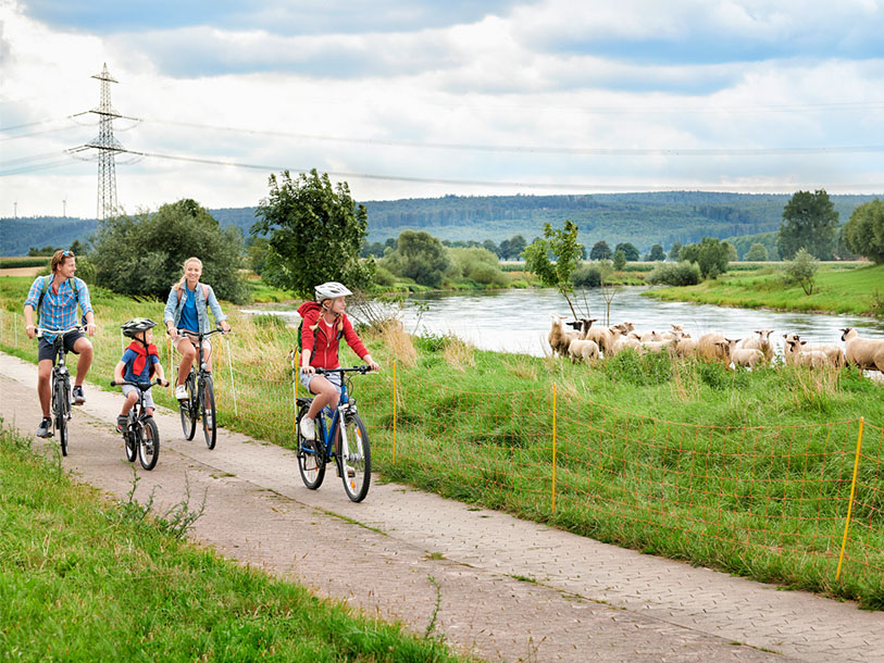 Håll en aktiv semester och cyklar längs Weser Radweg som går längs floden