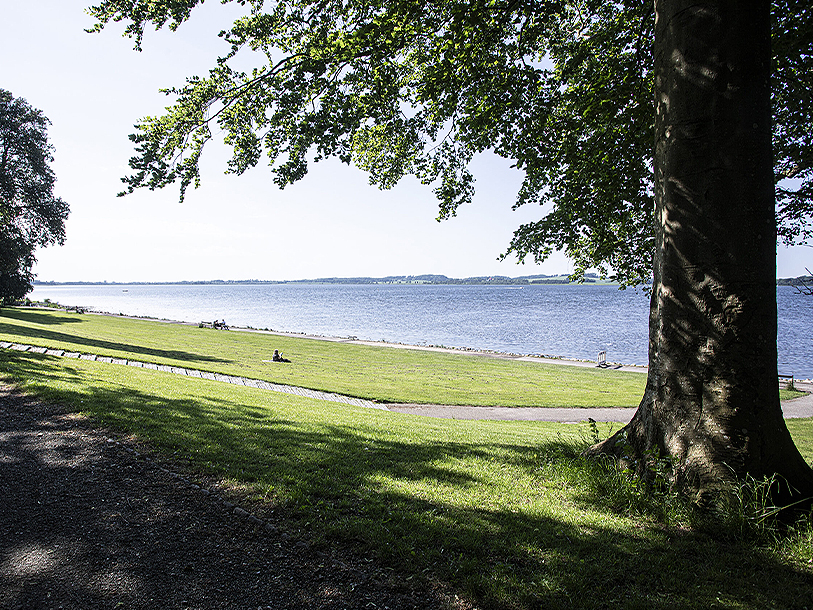Strandparken er de flotte rammer om hotellet, som ligger få skridt fra vandkanten